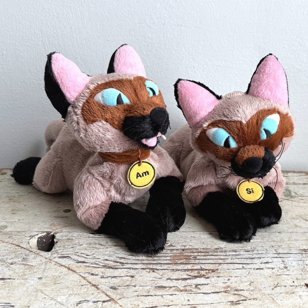 Disney Lady and the Tramp Si and Am Siamese Cat Plush Pair Bean Bag Toys